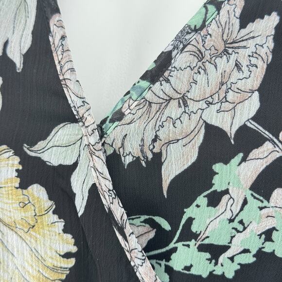 Band of Gypsies Prairie Ruffle Dress Women SZ M Black Floral Boho Vintage Style - Picture 4 of 14